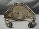 Native American Huge Towering Vintage Navajo Domed Lapis Sterling Silver Bracelet Old-Nativo Arts