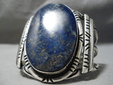 One Of The Largest Vintage Native American Navajo Lapis Sterling Silver Bracelet-Nativo Arts