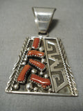 Remarkable Navajo Coral Sterling Silver Native American Pendant-Nativo Arts