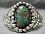Quality Rare Vintage Native American Navajo Royston Turquoise Sterling Silver Leaf Bracelet Old-Nativo Arts