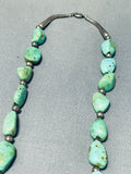 Native American Rare Vintage Santo Domingo Emerald Valley Turquoise Sterling Silver Necklace-Nativo Arts