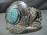 Important Loen Mountain Turquoise Vintage Native American Navajo Sterling Silver Bracelet-Nativo Arts