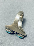 Magnificent Vintage Native American Navajo Kingman Turquoise Sterling Silver Ring-Nativo Arts