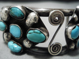 Rare Domed Turquoise Vintage Native American Navajo Sterling Silver Bracelet Old Cuff-Nativo Arts