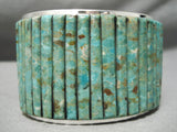 One Of The Best Native American Navajo Royston Turquoise Corwn Row Sterling Silver Bracelet-Nativo Arts