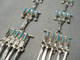 Stunning Zuni Native American Turquoise Needle Sterling Silver Earrings-Nativo Arts