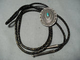 Marvelous Vintage Navajo Turquoise Sterling Silver Bolo Native American Old-Nativo Arts