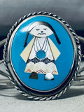 Native American Detailed Vintage Navajo Turquoise Sterling Silver Inlay Bracelet-Nativo Arts