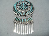 Important Vintage Native American Zuni Libert Peyketewa Turquoise Sterling Silver Necklace-Nativo Arts