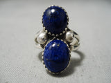 Important Vintage Navajo Lapis Sterling Silver Ring Old Native American-Nativo Arts