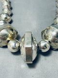 Native American One Of The Most Unique Bead Vintage Navajo Sterling Silver Necklace-Nativo Arts