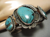 Superior Vintage Native American Navajo Blue Diamond Turquoise Sterling Silver Bracelet Old-Nativo Arts