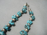 Magnificent Vintage Native American Navajo Chunky Dunky Turquoise Sterling Silver Necklace-Nativo Arts