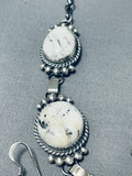 Fabulous Native American Navajo White Buffalo Turquoise Sterling Silver Necklace & Earrings Set-Nativo Arts