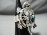 Detailed!! Huge Toad Native American Navajo Turquoise Sterling Silver Ring-Nativo Arts