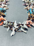 Amazing Vintage Native American Zuni Bird Shell Heishi Sterling Silver Necklace-Nativo Arts