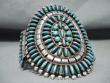 Huge Vintage Native American Navajo Needle Turquoise Sterling Silver Bracelet-Nativo Arts