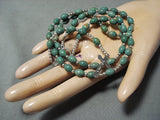 Wonderful Native American Navajo Royston Turquoise Sterling Silver Rosary Necklace-Nativo Arts