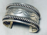 Heavy 90 Gram Coiled Vintage Native American Navajo Ahnd Tooled Sterling Silver Bracelet-Nativo Arts