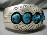 Advanced Design! Vintage Native American Navajo Turquoise Sterling Silver Bracelet Old-Nativo Arts