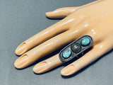 Incredible Vintage Native American Navajo Blue Gem Turquoise Sterling Silver Ring-Nativo Arts