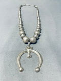 Gasp! Vintage Native American Navajo Graduating Sterling Silver Naja Bead Necklace Old-Nativo Arts