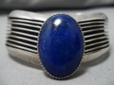 Impressive Vintage Native American Navajo Nez Lapis Sterling Silver Bracelet Cuff-Nativo Arts