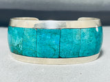 Stunning Native American Navajo Turquoise Sterling Silver Bracelet Signed Mel Francis-Nativo Arts