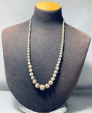 Native American Unique Bead Vintage Navajo Sterling Silver Necklace Old-Nativo Arts