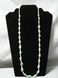 Native American Amazing Vintage Santo Domingo Green Turquoise Sterling Silver Necklace-Nativo Arts