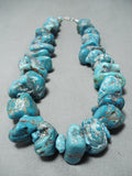 Newsworthy 362 Gram Vintage Native American Navajo Turquoise Sterling Silver Necklace-Nativo Arts