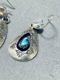 Expressive Vintage Native American Navajo Turquoise Sterling Silver Earrings-Nativo Arts