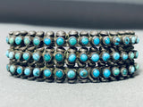 Opulent Vintage Native American Zuni Turquoise Snake Eyes Sterling Silver Bracelet Old-Nativo Arts