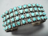 World Of Intricacy Vintage Native American Zuni Carved Turquoise Sterling Silver Bracelet-Nativo Arts