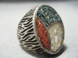 Native American Marvelous Vintage Navajo Turquoise Sterling Silver Ring Old-Nativo Arts