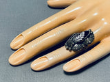 One Of A Kind Vintage Native American Navajo Black Onyx Sterling Silver Ring-Nativo Arts
