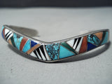 Astonishing Navajo Turquoise Lapis Sterling Silver Bracelet Native American-Nativo Arts