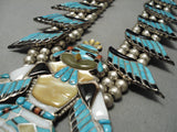Native American Best Vintage Navajo Turquoise Kachina Sterling Silver Squash Blossom Necklace-Nativo Arts
