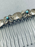 Unique Vintage Native American Navajo Blue Gem Turquoise Sterling Silver Hair Comb-Nativo Arts