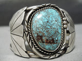 Important Vintage Native American Navajo Lone Mountain Turquoise Sterling Silver Bracelet Old-Nativo Arts