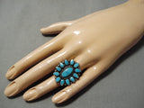 Super Chunky Vintage Native American Navajo Blue Carico Lake Turquoise Sterling Silver Ring-Nativo Arts