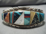 Museum Quality Vintage Native American Navajo Lander Blue Turquoise Sterling Silver Bracelet-Nativo Arts