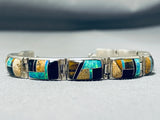 Extremely Intricate Vintage Native American Navajo Opal Sterling Silver Bracelet-Nativo Arts