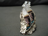 Important Vintage Native American Zuni Eldred Martinez Sterling Silver Turquoise Ring-Nativo Arts