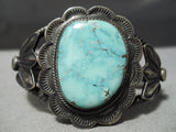 One Of Best Vintage Native American Navajo Sterling Silver Coil Carico Lake Turquoise Bracelet-Nativo Arts