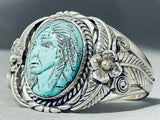 Native American One Of The Most Intricate Ever Hand Carved Turquoise Sterling Silver Bracelet-Nativo Arts