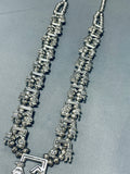 Symbolic Vintage Native American Navajo Sterling Silver Squash Blossom Necklace Kachina-Nativo Arts
