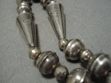 Incredible Vintage Native American Navajo Hand Tooled Cone Sterling Silver Necklace Old-Nativo Arts