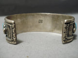 Quality Ideal Vintage Native American Navajo Turquoise Row Sterling Silver Bracelet Old-Nativo Arts