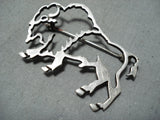 Picturesque Vintage Native American Navajo Sterling Silver Buffalo Pin Old-Nativo Arts
